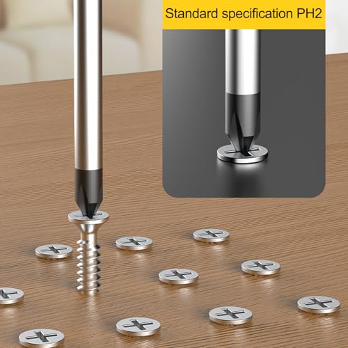 2 Pack Phillips Screwdriver - 4 Inch Shaft, Cross-head 6mm PH2 Magnetic Extended Screwdriver With Rubber Handle - size: 4 Inch