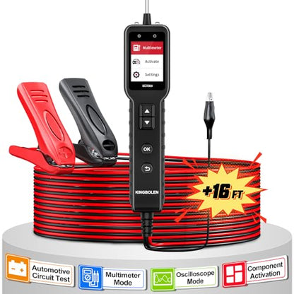 KINGBOLEN ECT300 Automotive Electrical Circuit Tester, 6-32V Car Voltage Test Power Tester,Component Activation, Oscilloscope Display, Measure Voltage Current Resistance Continuity Diode, 16FT Cable | 6-32V Car Voltage Test, Component Activate, Oscillosco