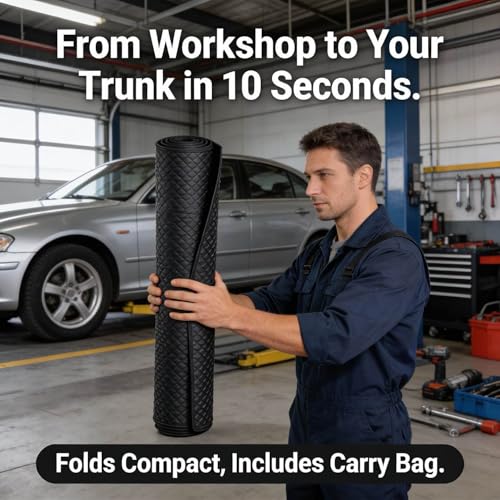 Rolling Creeper Mat, 60"x28" Under Car Repair Pad with Storage Bag, Foldable Low-Profile Mechanics Mat for SUVs, Trucks & Low Clearance Cars, Waterproof & Easy Clean Garage Floor Magical Rolling Mat