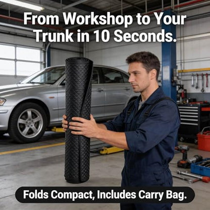 Rolling Creeper Mat, 60"x28" Under Car Repair Pad with Storage Bag, Foldable Low-Profile Mechanics Mat for SUVs, Trucks & Low Clearance Cars, Waterproof & Easy Clean Garage Floor Magical Rolling Mat