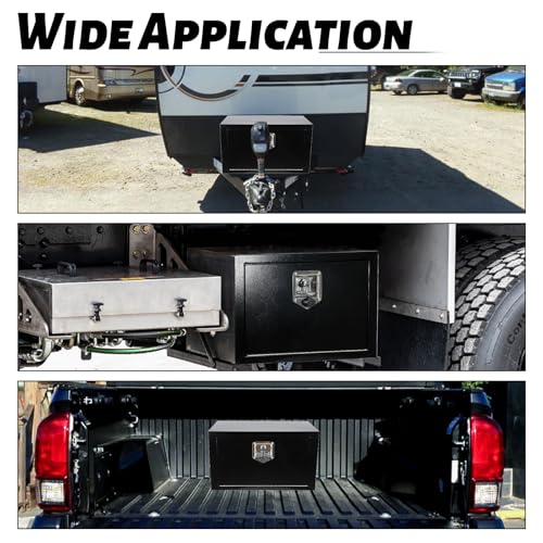 Steel Underbody Truck Tool Box,Storage Organizer Toolbox with T-Handle Lock | Waterproof Tongue Box for Storage with Smooth Surface for Truck, Pickup, RV, Trailer - Black, 24" x 12" x 14" Inch - size: 24" x 12" x 14"