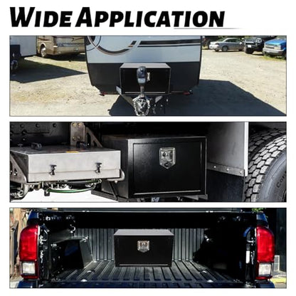 Steel Underbody Truck Tool Box,Storage Organizer Toolbox with T-Handle Lock | Waterproof Tongue Box for Storage with Smooth Surface for Truck, Pickup, RV, Trailer - Black, 24" x 12" x 14" Inch - size: 24" x 12" x 14"