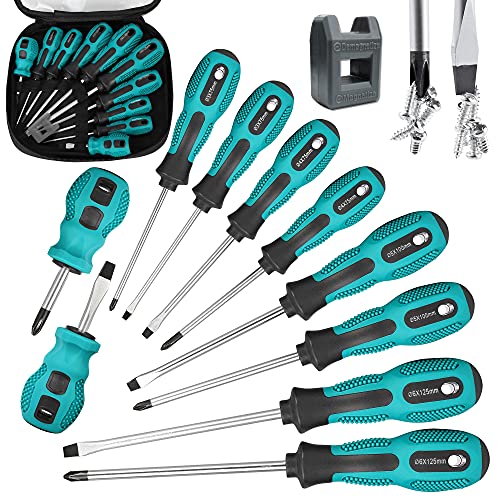 Magnetic Screwdriver Set 10 PCS,5 Phillips and 5 Flat Head Precision Screwdriver,Professional Cushion Grip and Non-Slip for Repair Home Improvement Craft,Green - color: 10pc-green