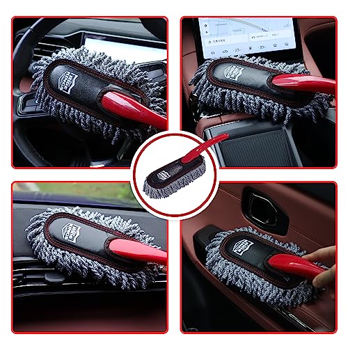 Car Interior Detailing Kit - Red Duster & Brush, Towel | Sweeps dash & vents. Soft fleece cloth absorbs dirt scratch-free. Perfect auto care gift box for narrow gaps & buttons. - color: Detailingbrushset2024