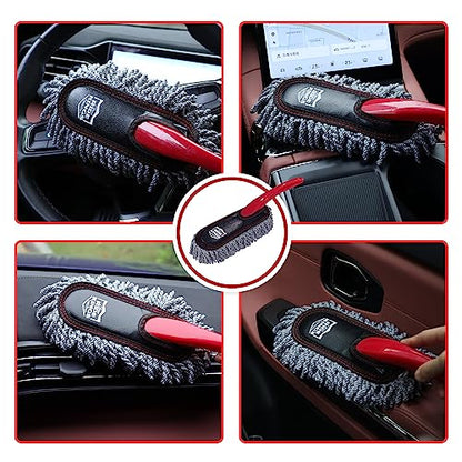 Car Interior Detailing Kit - Red Duster & Brush, Towel | Sweeps dash & vents. Soft fleece cloth absorbs dirt scratch-free. Perfect auto care gift box for narrow gaps & buttons. - color: Detailingbrushset2024