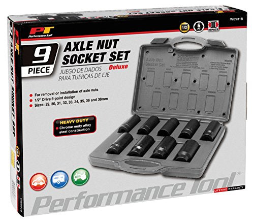 Performance Tool W89318 Axle Nut Socket Set, 9-Piece