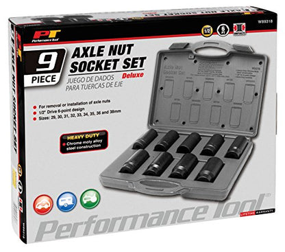 Performance Tool W89318 Axle Nut Socket Set, 9-Piece
