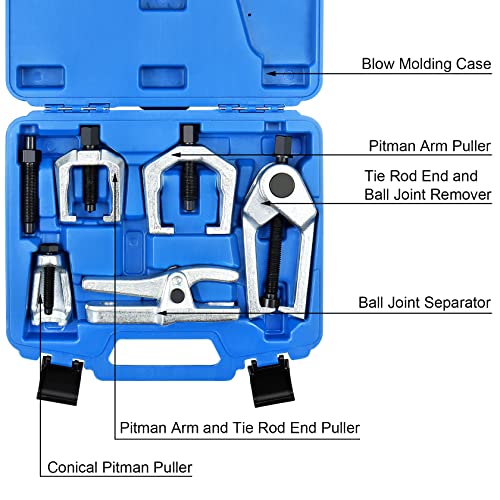 YSTOOL Front End Service Tool Set with Automotive Ball Joint Separator Tie Rod End Puller Pitman Arm Remover 5 PCS Removal Splitter Kit for Car SUV Light Truck Pickup Blue Case - color: Blue Case