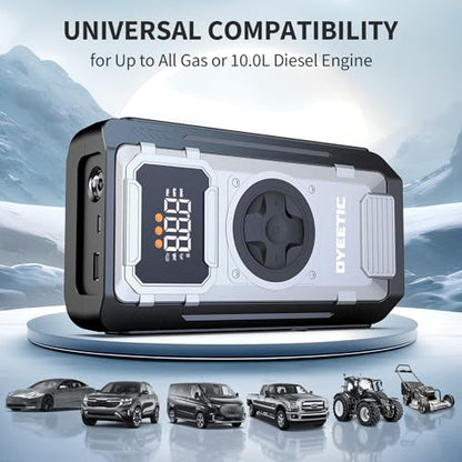 Car Battery Jump Starter with Air Compressor, 6000A Portable Battery Booster (All Gas/10L Diesel), 150PSI Auto-Shutoff Tire Inflator, 800LM LED Light & Jumper Cables, 12V Supersafe Lithium Jump Box - color: Gray