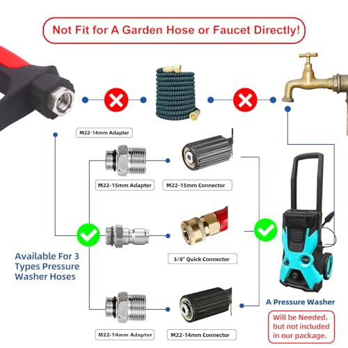DUSICHIN Pressure Washer Gun Swivel Joint 4000 PSI Snow Foam Cannon Dual-Ended Shift Valve 7 Nozzles, Foam Lance Kit Dual Connector 7 Pressure Washer Tip holders 3/8“ Fitting M22-14 M22-15 DUS2913
