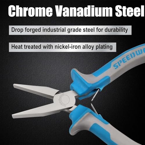 SPEEDWOX 4.5 Inch Flat Nose Pliers For Jewelry Making Smooth Jaw | Bracelet Bending Pliers Duck Bill Pliers Wire Bending Wrapping Forming Tools & DIY Projects Wire Straightening Item Gripping - style: 5" Flat Nose Plier