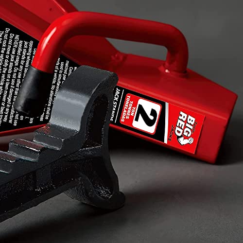 Big RED AT42002R Torin Steel Car Jack Stands: 2 Ton (4,000 lb) Capacity, Red, 1 Pair - size: 2 ton, style: Basic Steel