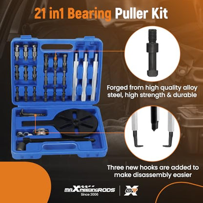 maXpeedingrods 21 in1 Bearing Puller Kit, Bearing Removal Tool, Bearing Separator Set, Bearing Disassembly Gear Puller w/ 3-jaw Hooks and 6 Sizes Red Steel Inner Hole Extractor - style: 3 Jaw Puller