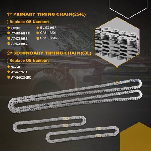 Timing Chain Kit w/Water Pump, Fit for 2011-2019 Ford F150/Edge/Explorer | Fit for Ford Taurus/Flex/Mustang, Lincoln 3.5 3.7 L Engine, with Camshaft Holding Tool Kit, Replaces# 252-955 303-1530