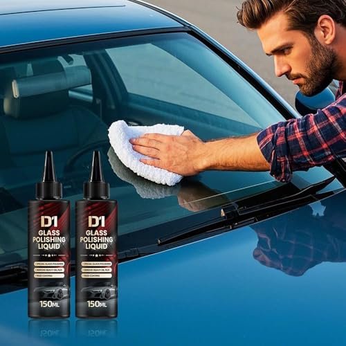 D1 Glass Polishing Liquid, 2025 New Car Glass Oil Film Remover and Auto Scratch Repair Compound, Car Glasses Polishing Compound, Anti-Fog Hydrophobic Coating Spray with Sponge (black-1pcs) - color: Black-1pcs
