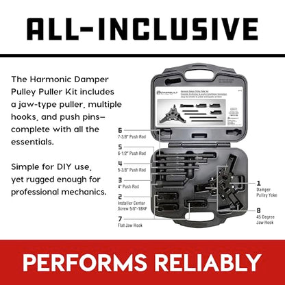 Powerbuilt Harmonic Balancer Puller Set, Adjustable 3 jaw press on Crank Balancer Puller works with most late model cars and trucks in engine compartments without radiator removal - 647774 - style: 9 Piece