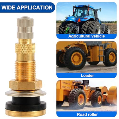 2 Piece TR618A Metal Valve Stems for Agricultural Equipment. Fits 0.618''+0.0157'' Valve Hole Dia, Length 1.99'', Brass Colour - size: TR618A 2pcs