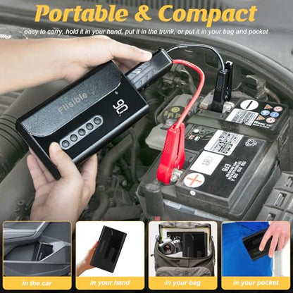 Jump Starter with Air Compressor, Portable Car Battery Charger, 2000A 150PSI Jump Box with LCD Digital Tire Inflator, 12V Car Battery Booster for 6.0L Gas or 3.0L Diesel Engines