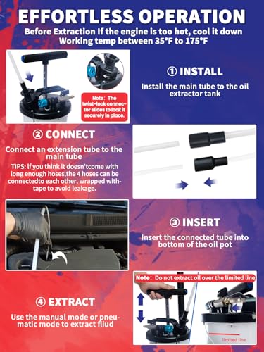 6.5L Oil Extractor Pump Pneumatic/Manual Oil Extractor for Automotive Fluids Vacuum Evacuation