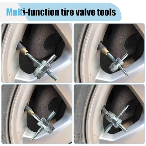 2PCS 4-Way Tire Valve Core Removal Tool 4-in-1 Universal Valve Wrench | Multifunctional Tire Valve Tools, Valve Core Tool Auto Tire Stem Core Remover Installer, Fit for Car Bicycle Bike Tire Repair - size: 2PCS