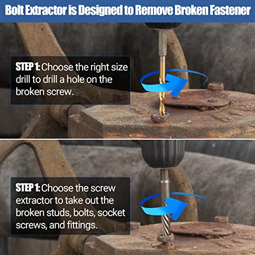 MABLEVI 11 Pieces Screw Extractor Set, Metric Easy Out Bolt Extractor Set, Reverse Drill Bit Extractor Set for Removing Broken Screws, Bolts, and Studs