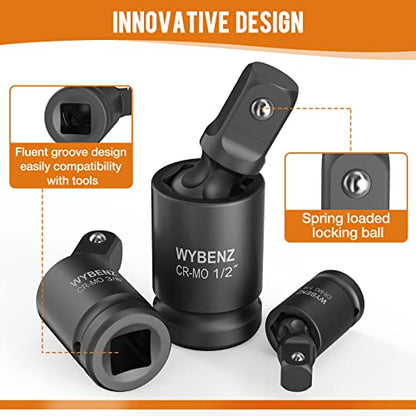 11PCS Impact Socket Adapter and Reducer Set, 1/4" 1/2" 3/8" 3/4" Impact Adapter Set & Universal Joint Impact Swivel Socket Set, Wobble Drive Socket Set with Storage Case - style: 11 Pcs