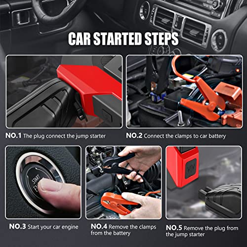 ‎DNA Motoring TOOLS-00214 12V 1500A 15000 mAh Multi-Function Portable Car Battery Jump Starter for Up to 7.0L Gas & 5.5L Diesel Engine, with Carry Case, Red - color: Red, style: 1500A Peak