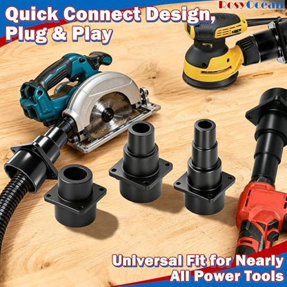 Multi-step Shop Vac Hose Adapter, Universal Tool Adapter, Quick-Connect Vacuum Hose Attachment for Woodworking Power Tools and All Wet/Dry Shop Vacuums