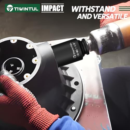 1-3/8" Deep Impact Socket 1/2 Inch Drive for Large Vehicles | CR-MO Steel Impact Socket, 3.07" Length, 6 Point Design, SAE Size, Axle Nut Socket for Easy Removal of Axle Shaft Nuts - size: 1-3/8" (Deep)