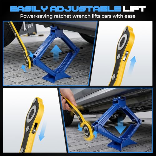 Scissor Car Jack, 2 Ton (4409 Lbs) Portable Tire Changing Kit | Portable Small Car Jack Kit, Premium Universal Scissor Jack for Car Sedan SUV MPV with Labor-Saving Ratchet Wrench Lug Wrench
