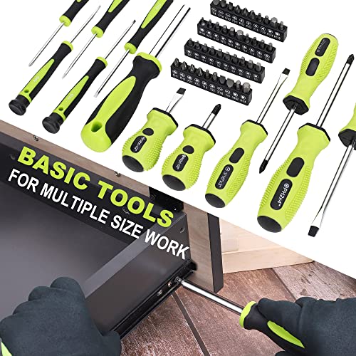 FASTPRO 267-Piece Home Tool Set, Household Repairing Tool Kit with 13-Inch Wide Mouth Open Tool Bag, Mechanics Hand Tool Kit for DIY, Home Maintenance, Green