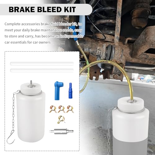 Brake Bleeder Kit,1L Brake Bleeder Bottle & 27.55 Inch Brakes Bleeders Hose One Way Check Valve,Connector,Professional Brakes Fluid Bleeders Kit for Braking Fluid Collection