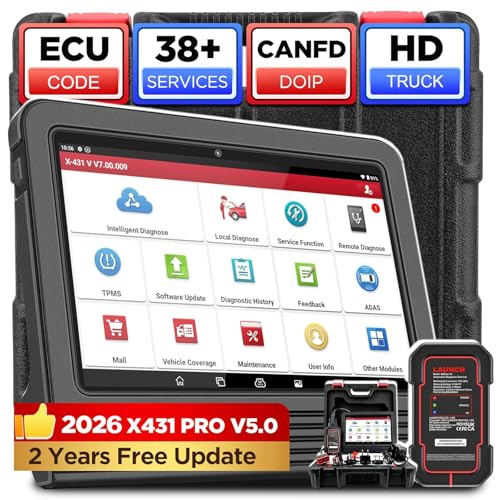LAUNCH X431 Pro V5.0 2026 New Generation Automotive Diagnostic Scanner Tool, OEM Bluetooth Bidirectional OBD2 Scan Tool with CANFD & DOIP, 38+ Special Functions for All Cars