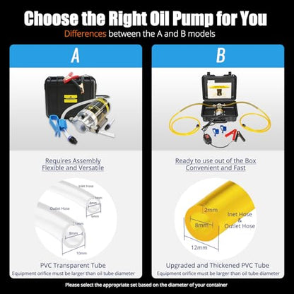 Electric Oil Extractor Pump 12/24V 100W, High Flow Oil Change Pump with Anti-Kink Hose, Transmission Fluid Transfer Pump for Automotive, Marine, Boats, Jet Ski, Lawn Mowers, DIY Oil Transfer - color: B-Yellow Hose