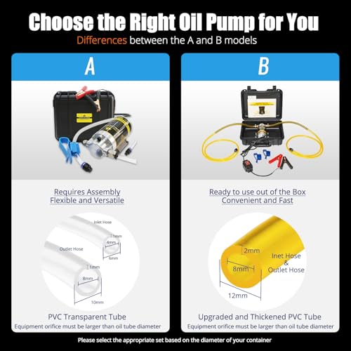 Electric Oil Extractor Pump 12/24V 100W, High Flow Oil Change Pump with Anti-Kink Hose, Transmission Fluid Transfer Pump for Automotive, Marine, Boats, Jet Ski, Lawn Mowers, DIY Oil Transfer - color: B-Yellow Hose