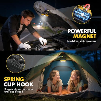 Rechargeable Work Light, 4000LM Magnetic LED Work Light | 6000mAh Magnetic Light, IP65 Waterproof, Emergency Flashlight, 30H Runtime, Portable Light for Mechanics, Car Repair(Yellow) - size: 1 Pack