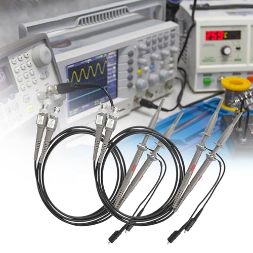 Sumnacon 4Pcs 100 MHz 300V DC High Sensitivity Oscilloscope Clip Probe 10:1 and 1:1 Switchable with Mini Alligator Clip and Ground Lead