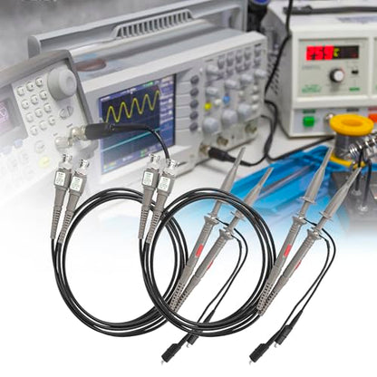 Sumnacon 4Pcs 100 MHz 300V DC High Sensitivity Oscilloscope Clip Probe 10:1 and 1:1 Switchable with Mini Alligator Clip and Ground Lead