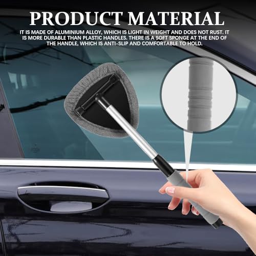 Windshield Cleaning Tool, Windshield Cleaner Tool, Car Cleaning Kit with Extendable Handle,Microfiber Cloth,Spray Bottle, Inside Auto Window Cleaner Supplies Fit for Car, Office and Home