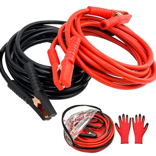 Heavy Duty Jumper Cables, 0 Gauge 30FT Automotive Booster Jumper Cable for Car, SUV,Vans &Truck Battery, Jumper Cable with Strong Clamps & Thiekened Inner Core, Carry Bag and Gloves Included - size: 0 Gauge - 30FT