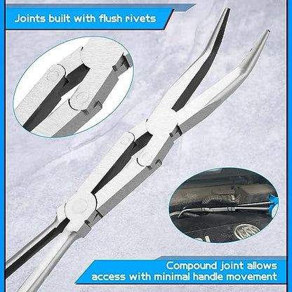 SPEEDWOX 13-Inch Dual Pivot Pliers - Bent Nose Dual Material Long Reach Extra Long Compound Action Pliers - style: Bend Nose Pliers
