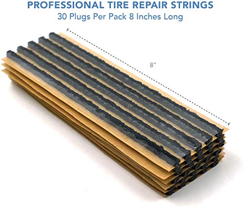 CKAuto 30pcs 8" Black Tire Repair Strings, Automotive Tool Tire Repair Plugs for Tubeless Off-Road Tires Car, Bike, ATV, UTV, Wheelbarrow, Mower (Pack of 2) - color: Black, size: 8" x φ0.236" 30pcs (Pack of 2)