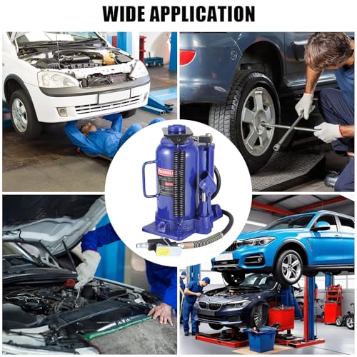 Heavy Duty 20 Ton Pneumatic & Hydraulic Air Bottle Jack – Quick Lift, Manual Hand Pump, 10.24"-20.08" Lifting Range – Car Truck SUV RV Trailer Repair – in-line Cylinder, High Size