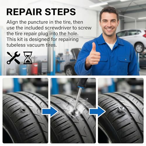100PCS Tire Repair Screw Plug Kit, 3-Size Screw-in Plugs with Screwdriver, Self-Service Tire RepairPlugs with Screwdriver for Tires Puncture Repair, Rubber Nail Fix for Most Vehicles - size: 100 PCS