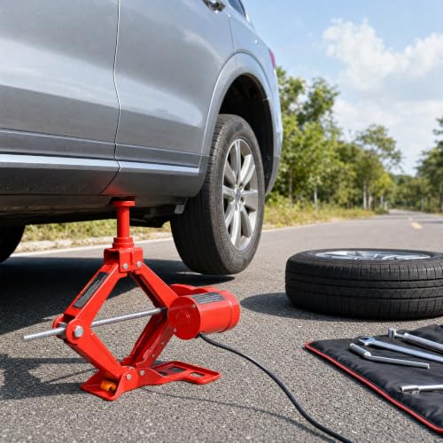3 Ton Electric Car Jack Kit, 12V Electric Scissor Jack 6600 lbs High Capacity, Heavy Duty, Portable Car Lift with Labor-Saving Wrench & Warning Case,17 Inch Max Height Tire Change Tool for cars, Truck