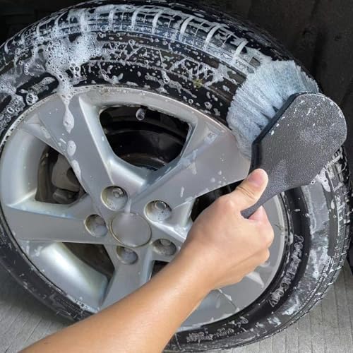3PCS Car Wheel Tire Brush Kit, Soft and Stiff Bristle Vehicle Wheel Rim Cleaning Brush, Scratch-Free Automotive Tire Rim Cleaner Kit for Car Detailing, Universal for Sedan Van Truck