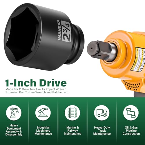1" Drive Shallow Impact Socket,2-3/4 Inch SAE Jumbo Socket,CR-MO 6 Point for Easy Removal of Large Axle Nut（SAE) - size: 1 Inch Shallow 2-3/4", style: 1"Drive Shallow Impact Socket