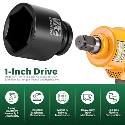 1" Drive Shallow Impact Socket,2-3/4 Inch SAE Jumbo Socket,CR-MO 6 Point for Easy Removal of Large Axle Nut（SAE) - size: 1 Inch Shallow 2-3/4", style: 1"Drive Shallow Impact Socket