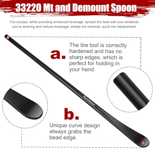 2 PCS Tire Bar, Tire Spoon, 33220 Mt and Demount Spoon, for Fast and Efficient Tire Removal and Installation, 30 in, 11/16 in - color: 2 PCS, Black