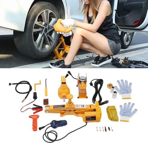 Electric Car Jack Kit, Portable Scissor Lift, Powerful 12V for SUV Truck Tires, Steel